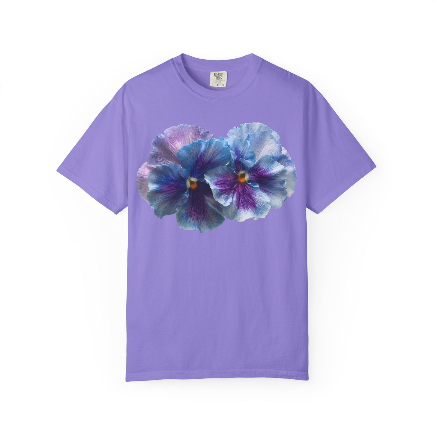 Pansy Watercolor T-Shirt — Purple Blue Floral Graphic Tee