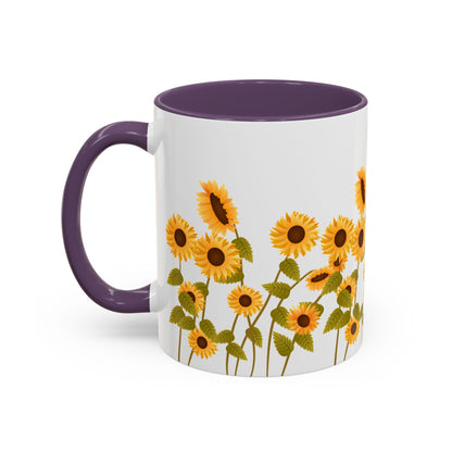 Sunflower Field Accent Tea Mug – Bright Floral 11/15oz Ceramic