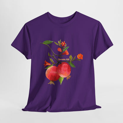 Pomegranate Bloom T-Shirt — Botanical Fruit Watercolor Tee