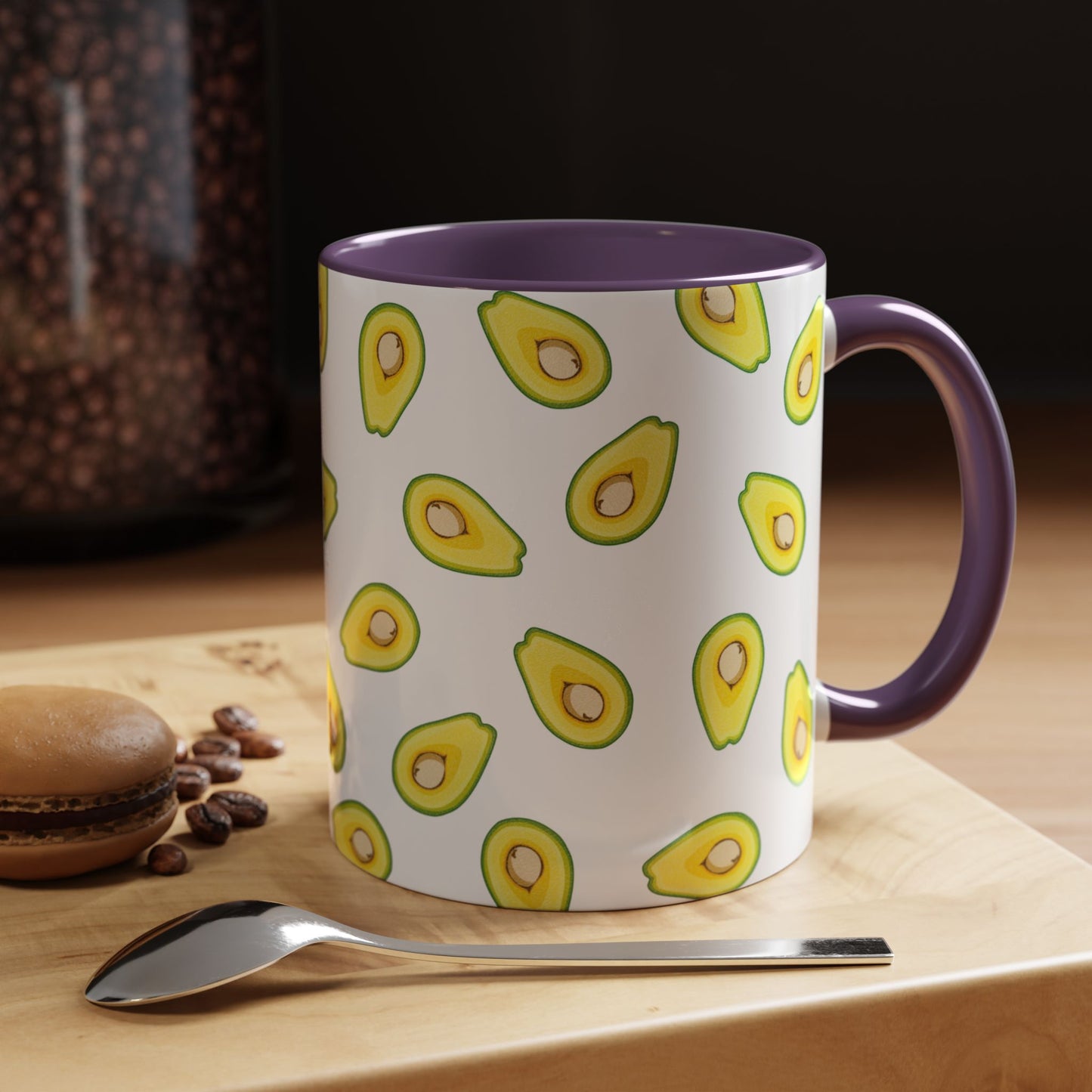 Avocado Pattern Coffee Mug — Cute Avocado Print Accent Mug (11/15oz)