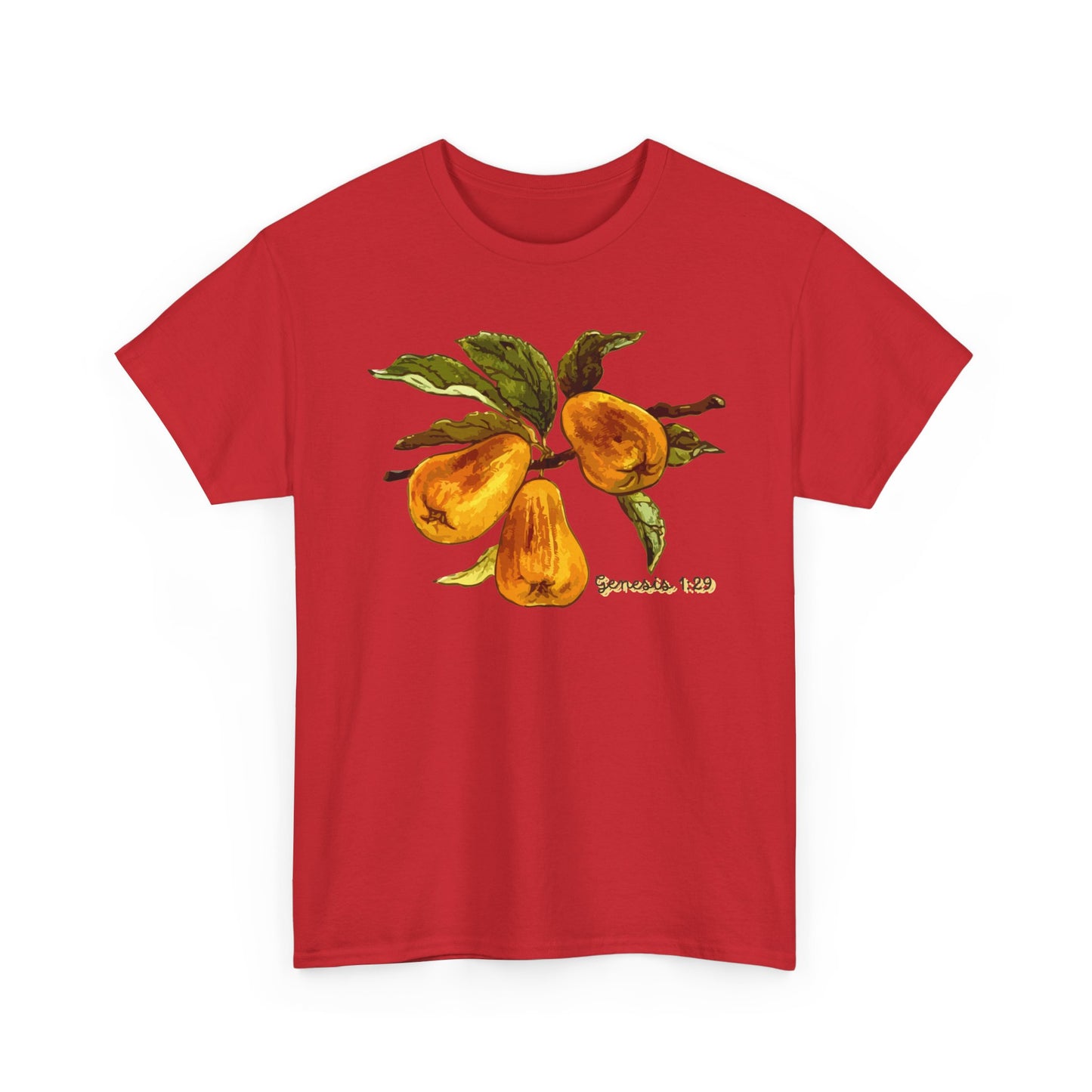 Pear Branch Tee — Watercolor Fruit Graphic T‑Shirt (Genesis 1:29)