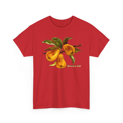 Pear Branch Tee — Watercolor Fruit Graphic T‑Shirt (Genesis 1:29)
