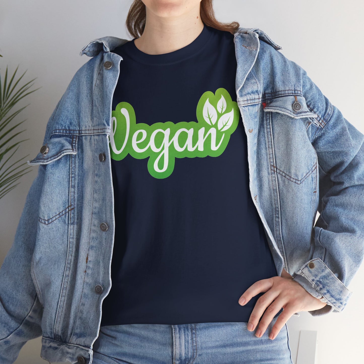 Vegan Script Tee — Green Leaf Eco-Friendly T-Shirt