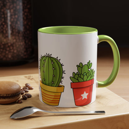 Cactus & Succulent Accent Coffee Mug — Cute Potted Plants 11/15oz