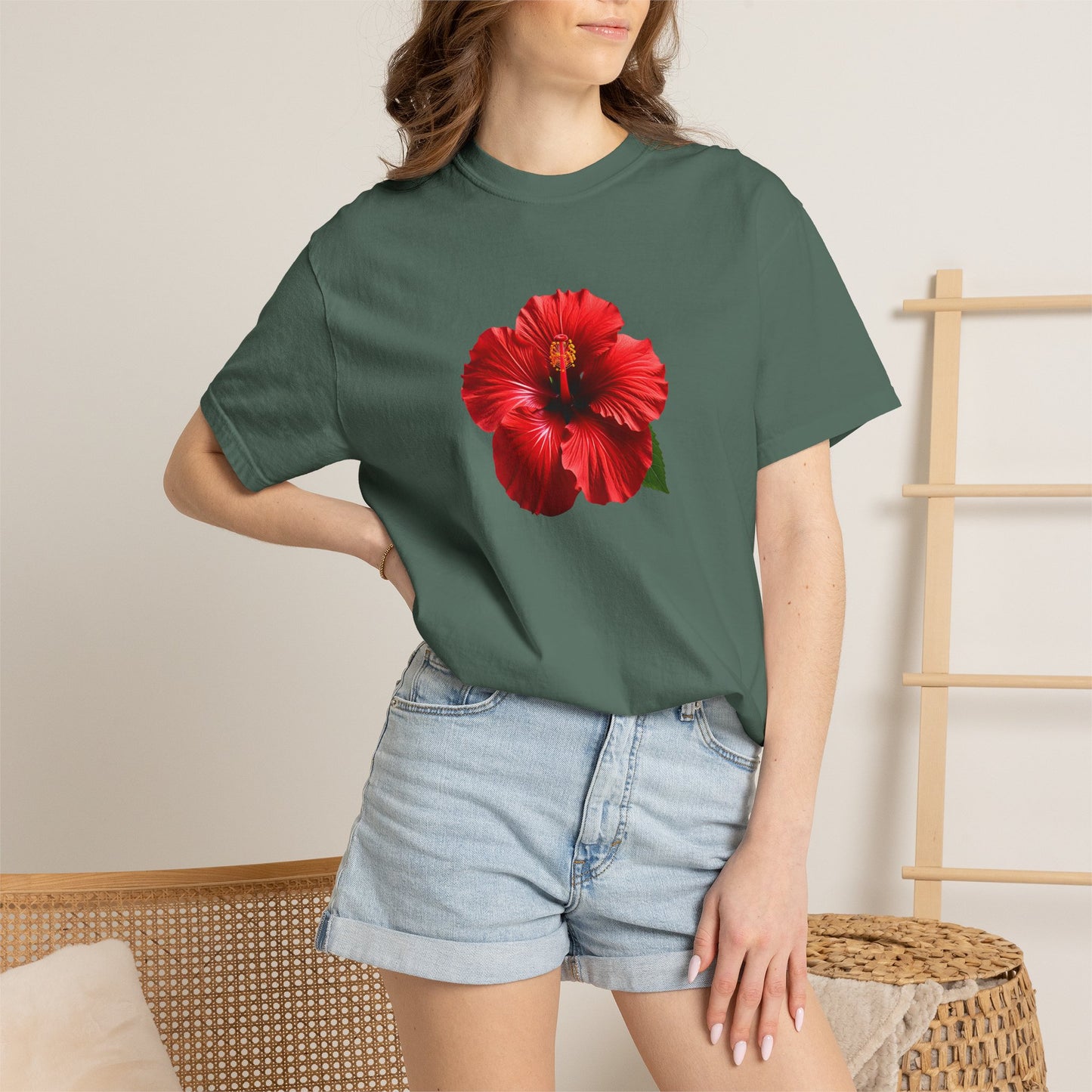 Hibiscus Bloom T-Shirt — Red Floral Graphic Tee