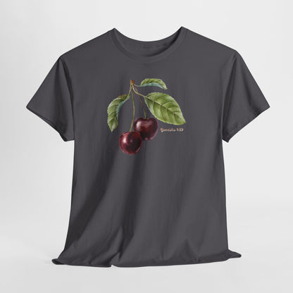 Cherry Botanical Tee — Vintage Fruit Illustration T-Shirt