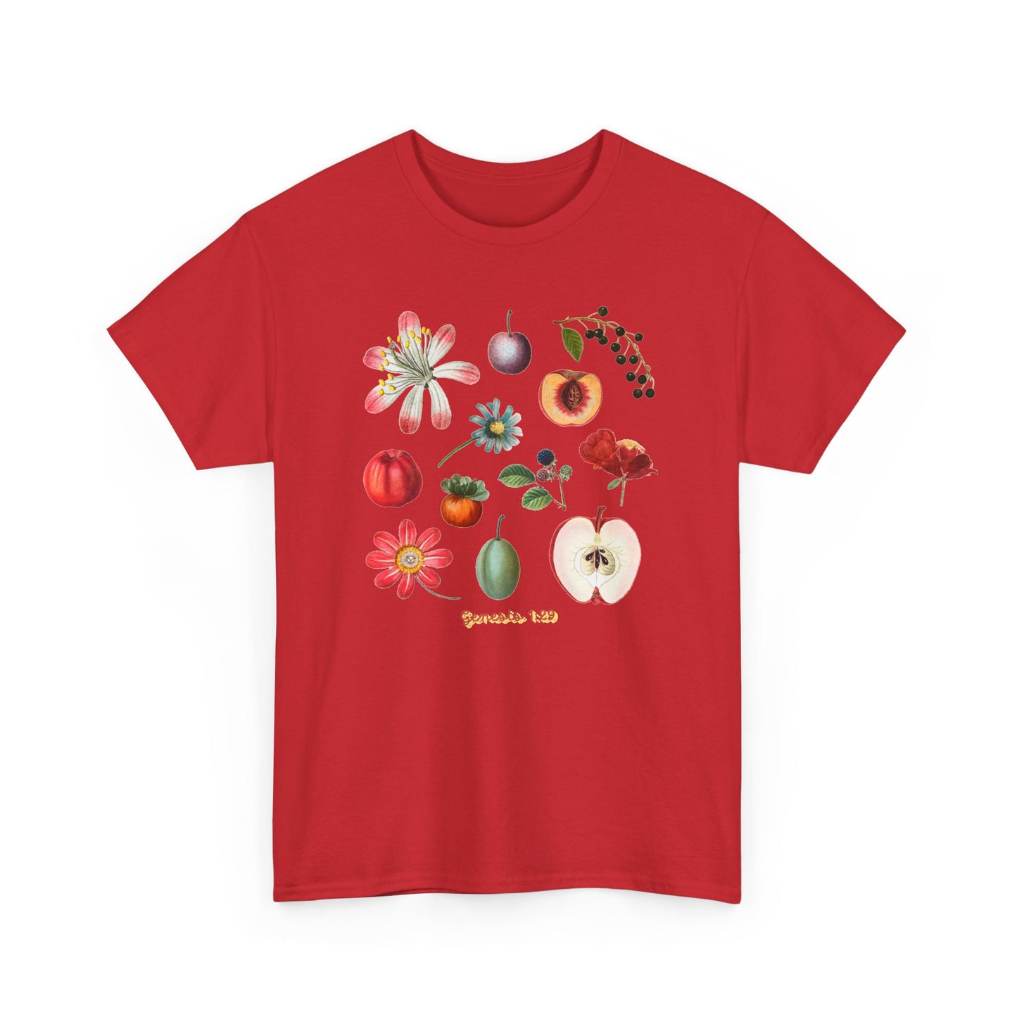 Botanical Fruit Garden T‑Shirt — Floral & Fruit Illustration Tee (Genesis 1:29)