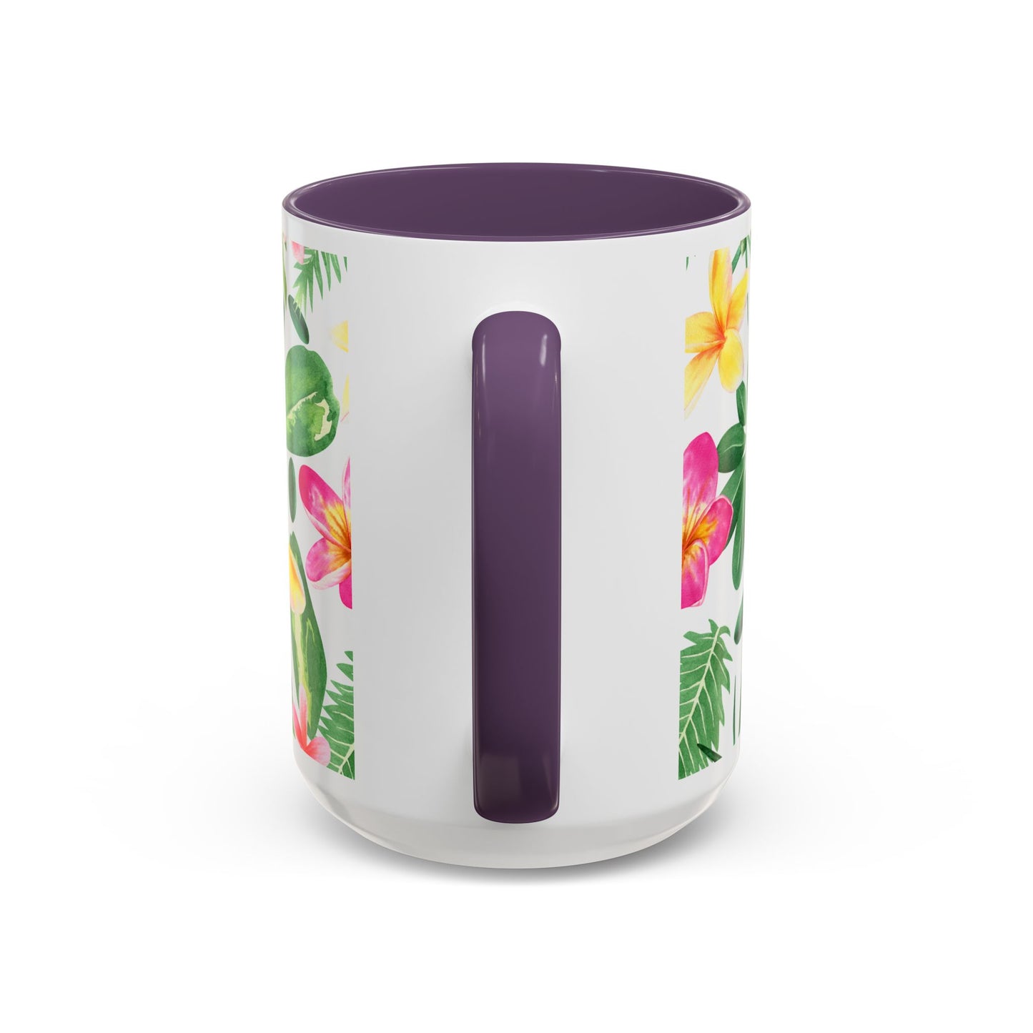 Tropical Floral Coffee Mug — Plumeria & Palm Accent Mug (11/15oz)