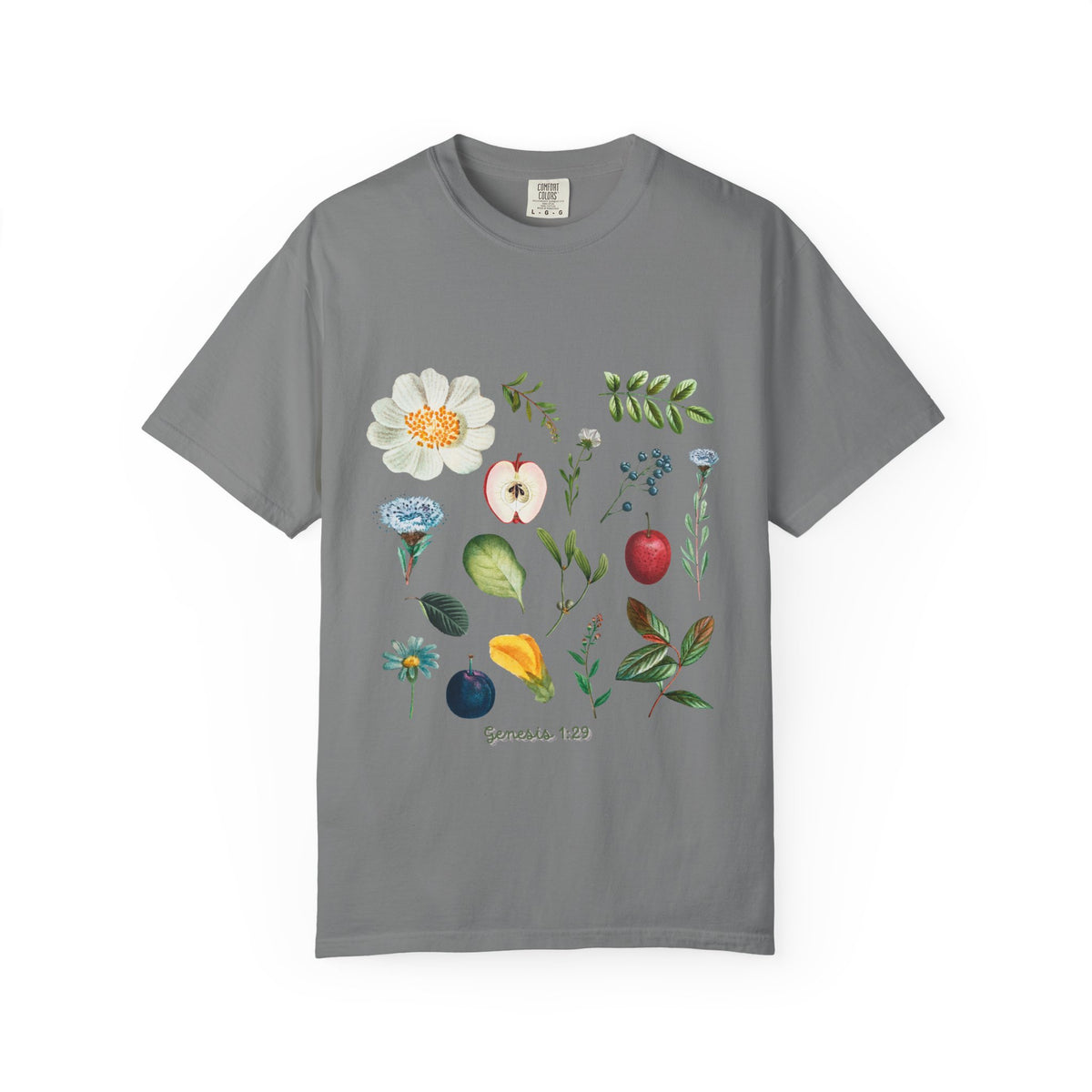 Floral Fruits Botanical Tee — Jeremiah 1:9 Scripture Garden T-Shirt