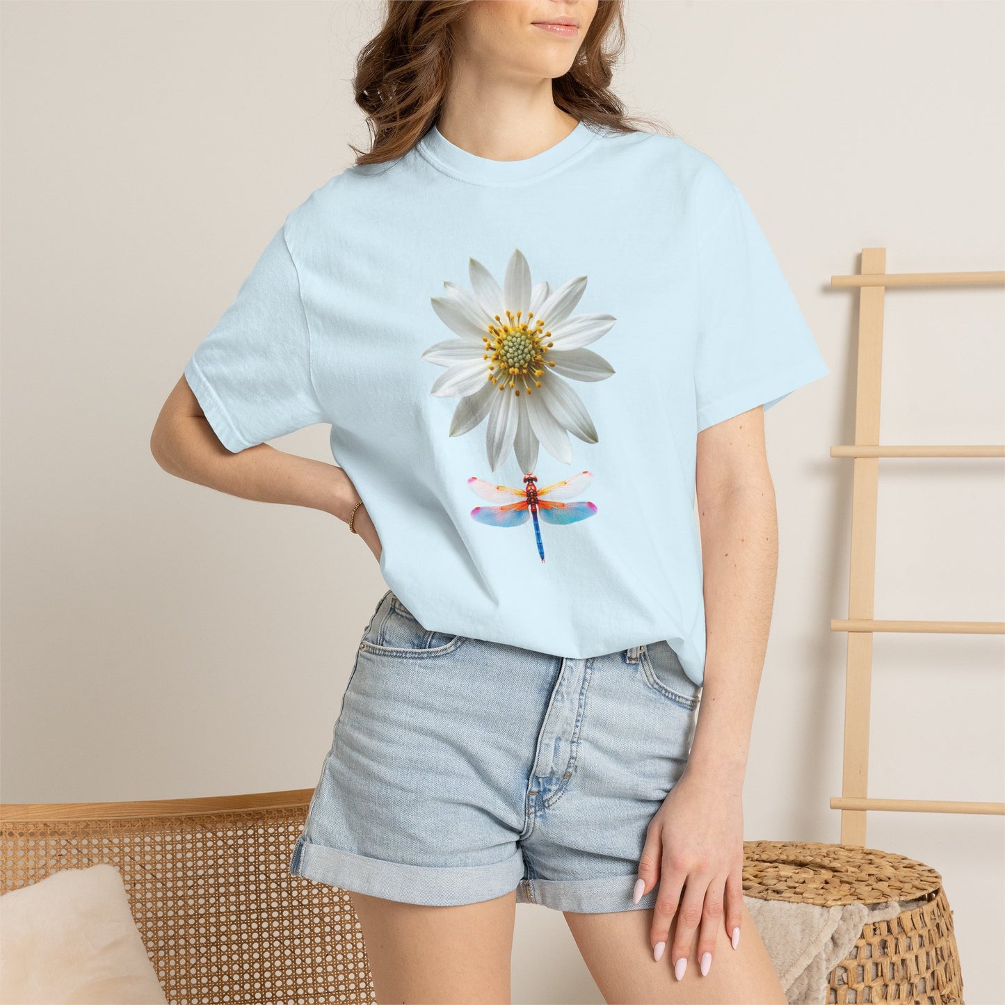 Lotus & Dragonfly T-Shirt — Floral Nature Graphic Tee