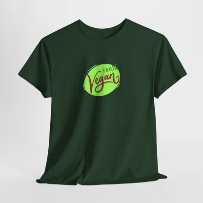 Vegan Tee — 100% Vegan Green Badge T-Shirt