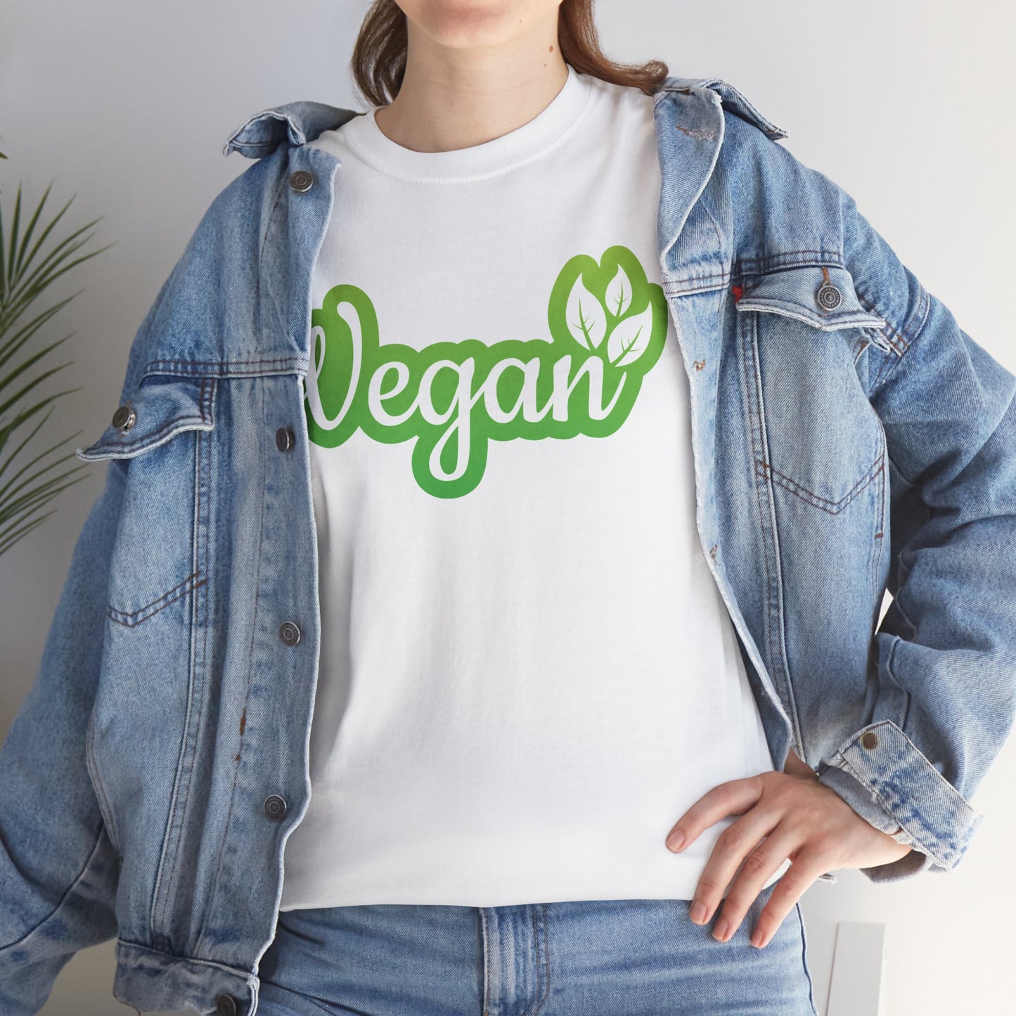 Vegan Script Tee — Green Leaf Eco-Friendly T-Shirt