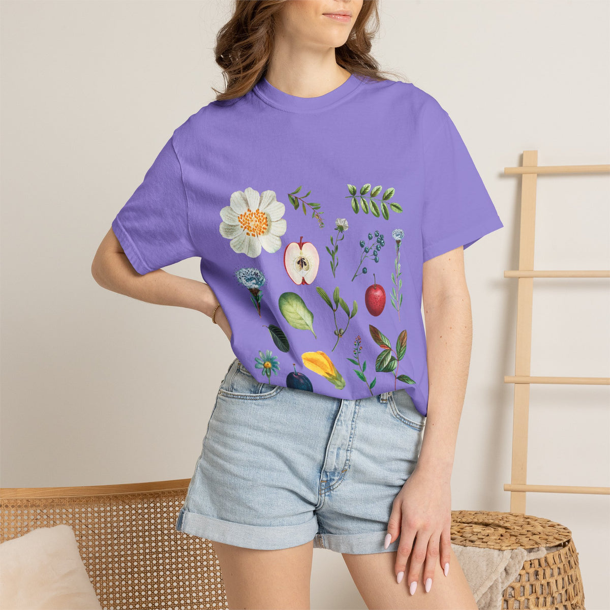 Floral Fruits Botanical Tee — Jeremiah 1:9 Scripture Garden T-Shirt