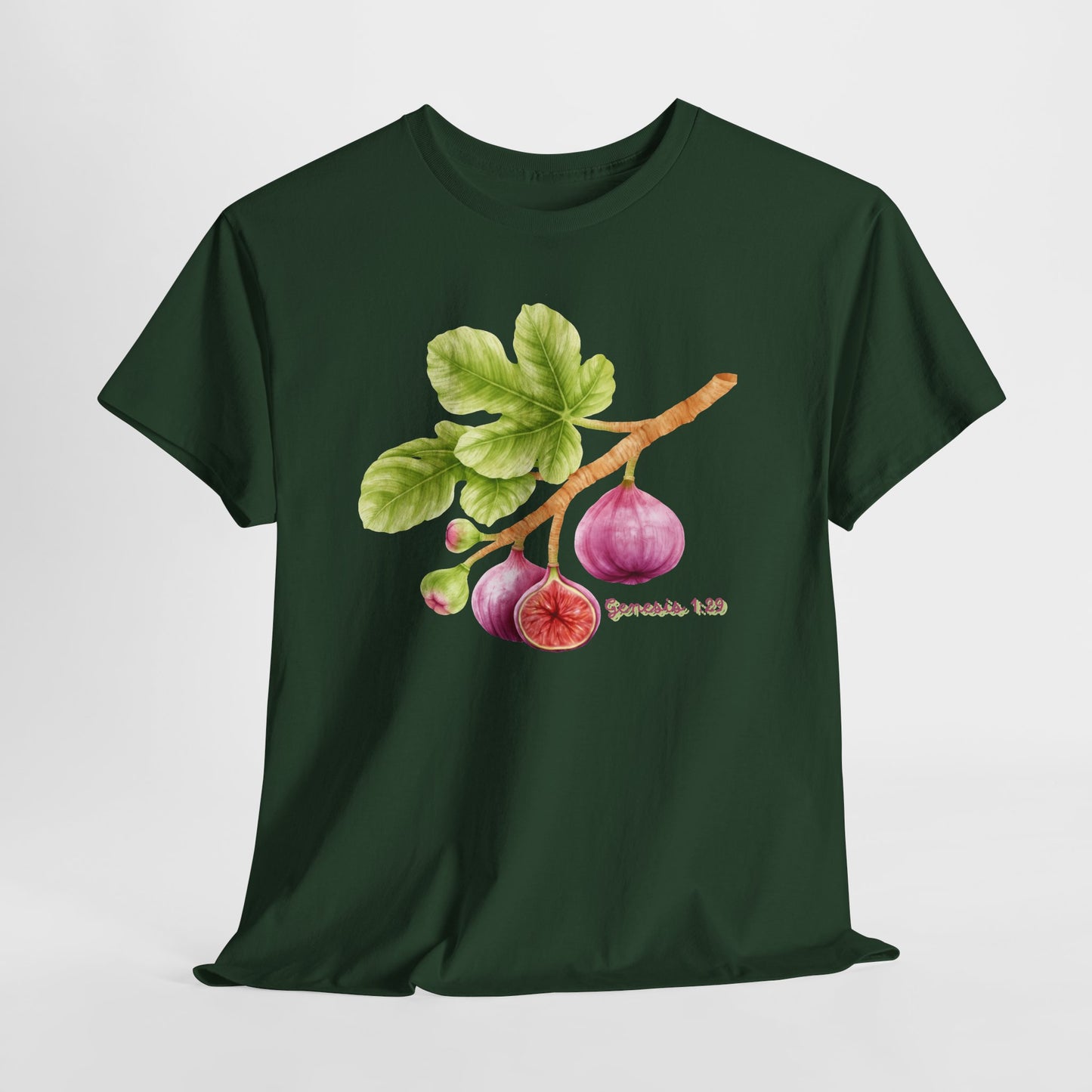 Fig Branch T‑Shirt — Botanical Fig Illustration Tee with Scripture (Genesis 1:29)
