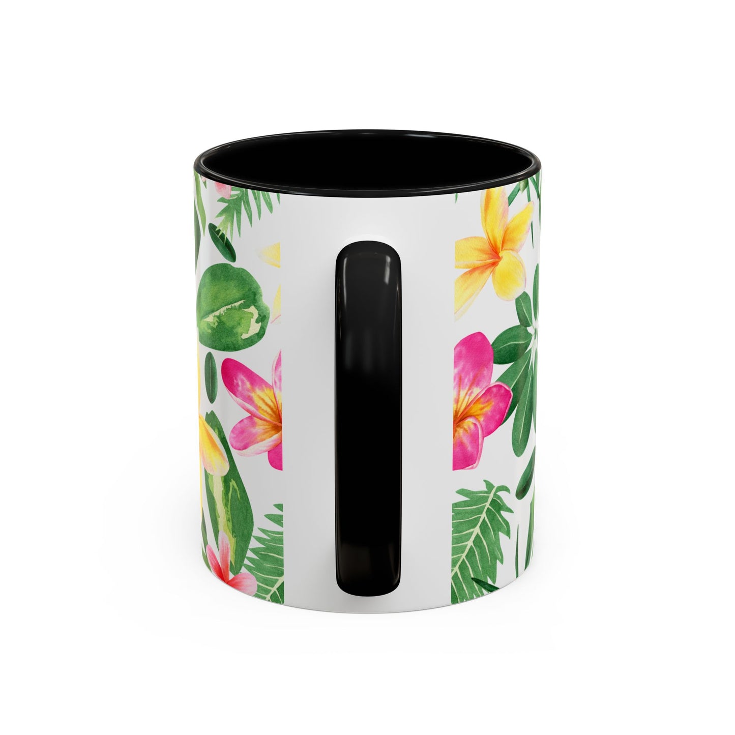 Tropical Floral Coffee Mug — Plumeria & Palm Accent Mug (11/15oz)