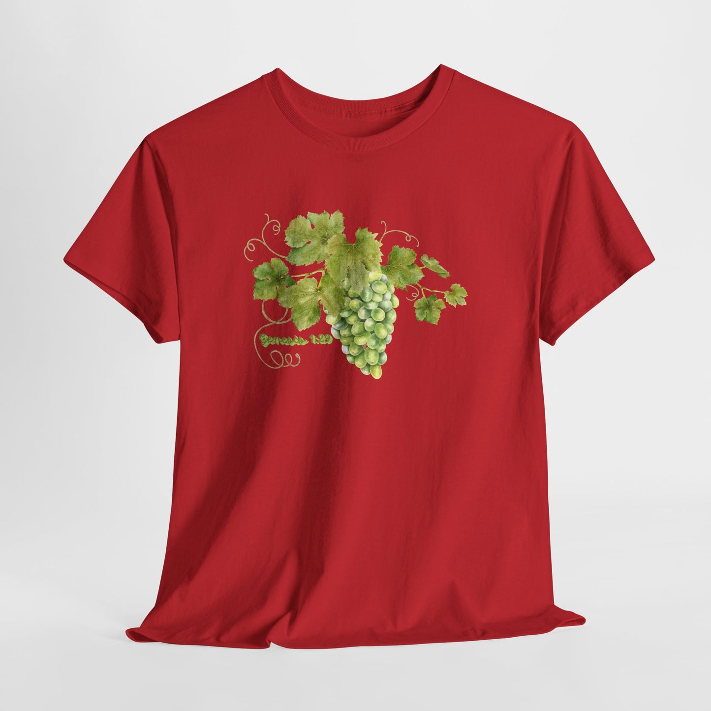 Genesis 1:29 Grapevine Watercolor T-Shirt — Green Grape Vines Tee