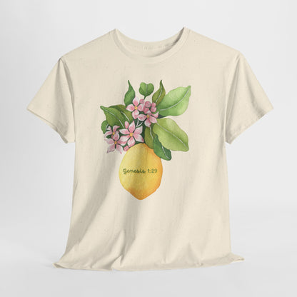 Lemon Blossom T-Shirt — Genesis 1:29 Floral Faith Tee