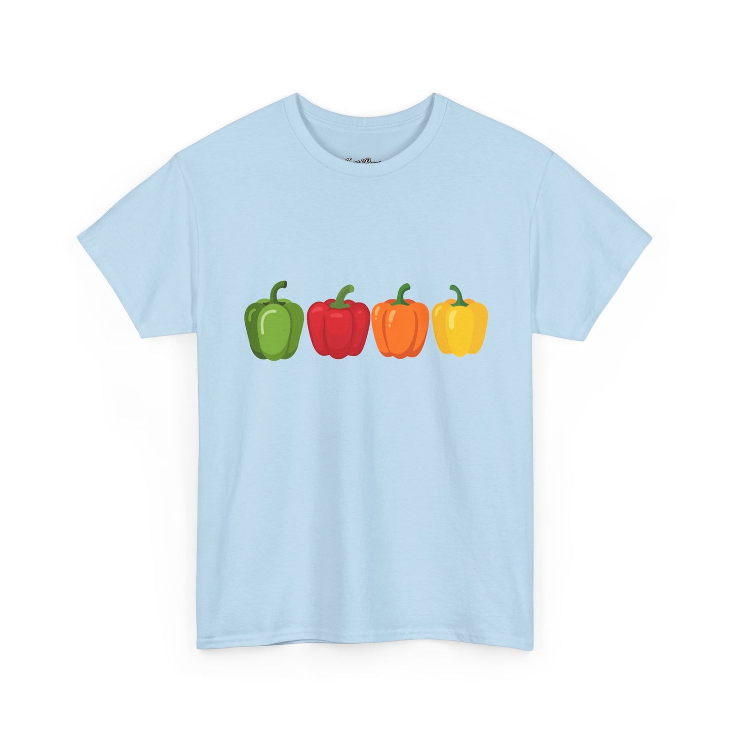 Bell Pepper Graphic Tee — Colorful Green Red Orange Yellow Peppers Shirt