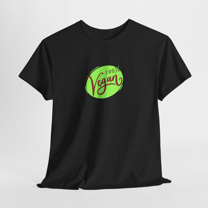 Vegan Tee — 100% Vegan Green Badge T-Shirt