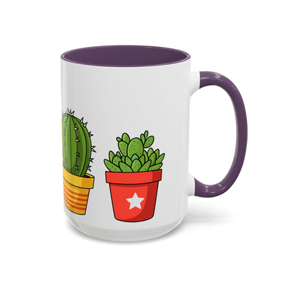 Cactus & Succulent Accent Coffee Mug — Cute Potted Plants 11/15oz