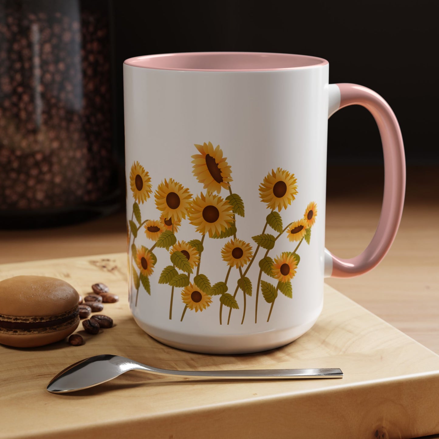 Sunflower Field Accent Tea Mug – Bright Floral 11/15oz Ceramic