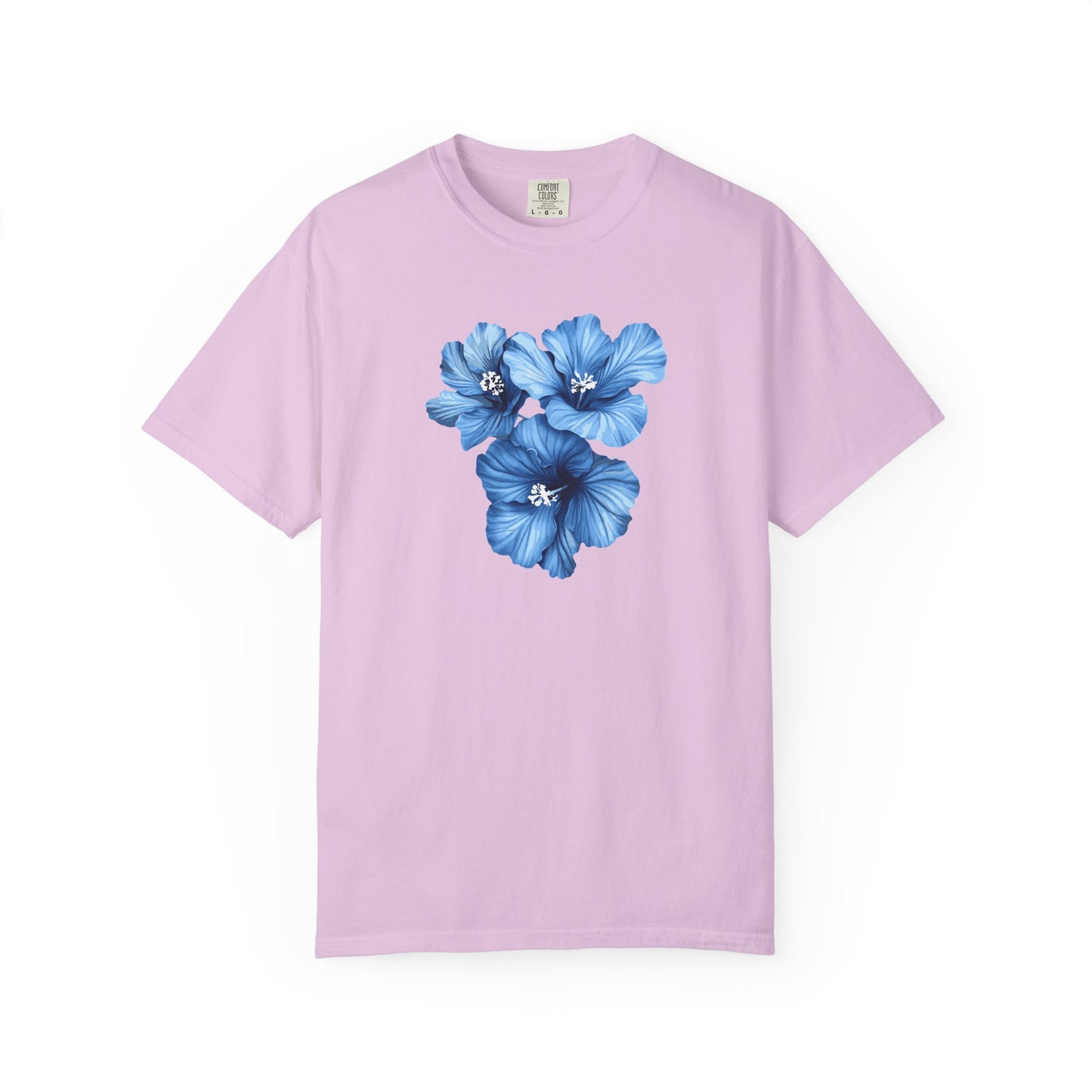 Blue Hibiscus Floral T-Shirt — Watercolor Flower Graphic Tee