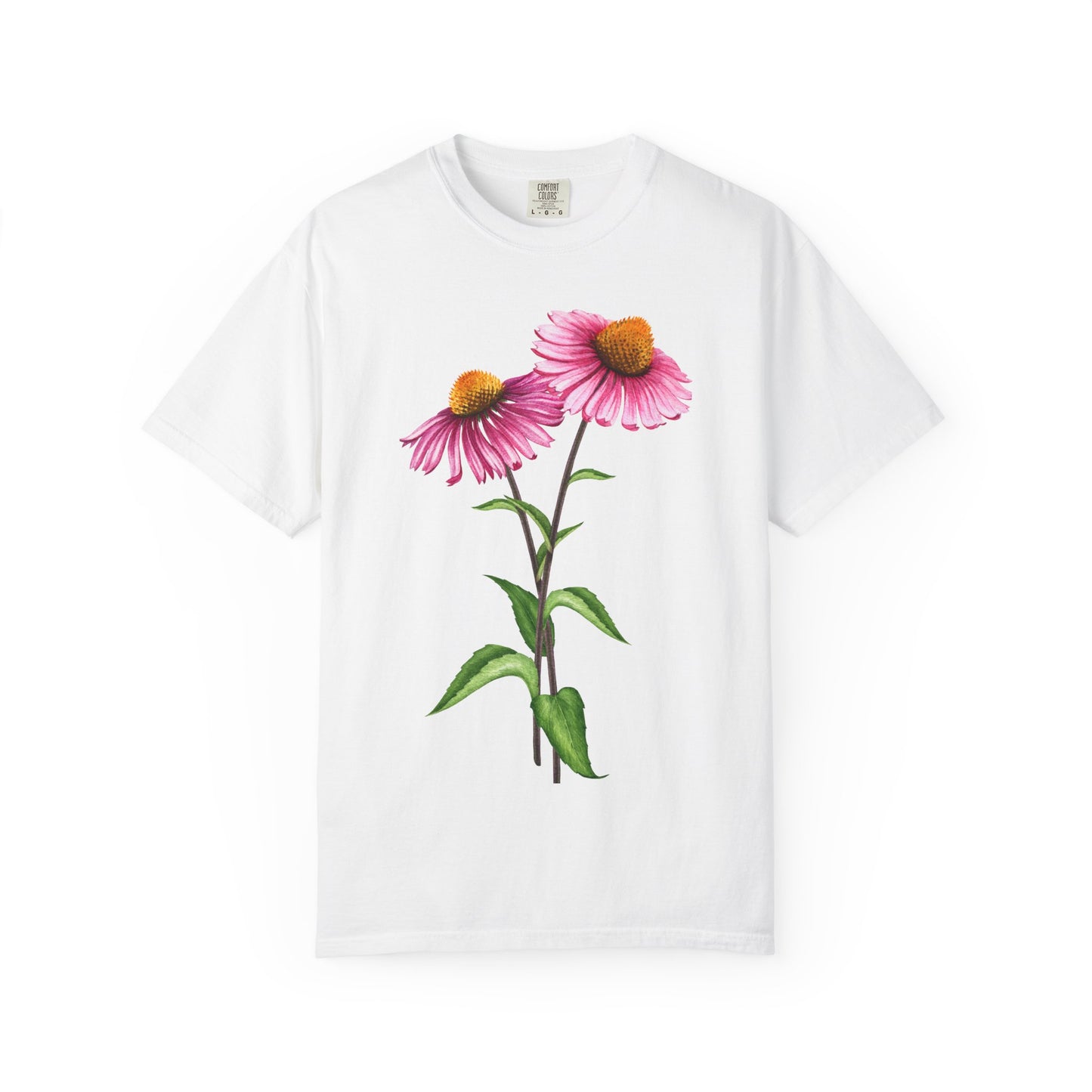 Floral Coneflower T-Shirt — Pink Echinacea Botanical Tee