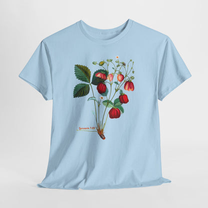 Strawberry Botanical Tee — Vintage Fruit Illustration T-Shirt Genesis 1:29