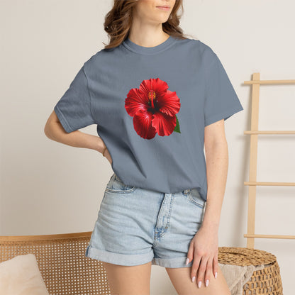 Hibiscus Bloom T-Shirt — Red Floral Graphic Tee