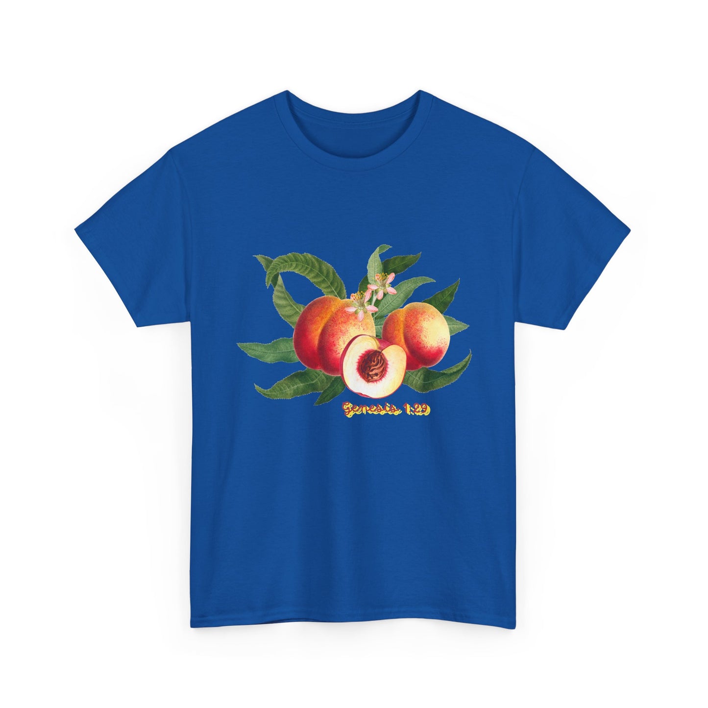 Peach Botanical Tee — Vintage Fruit Illustration T-Shirt ("Genesis 1:29")