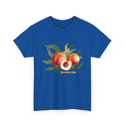 Peach Botanical Tee — Vintage Fruit Illustration T-Shirt ("Genesis 1:29")
