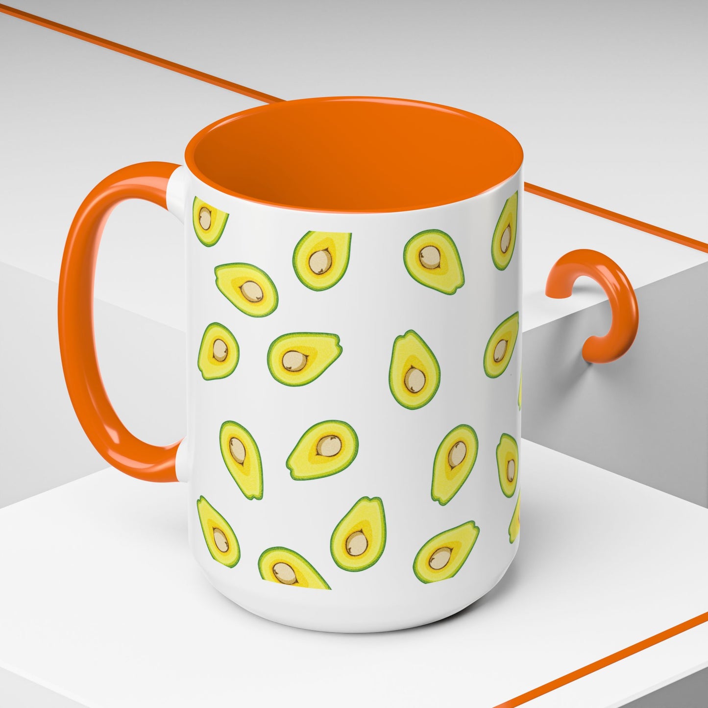 Avocado Pattern Coffee Mug — Cute Avocado Print Accent Mug (11/15oz)