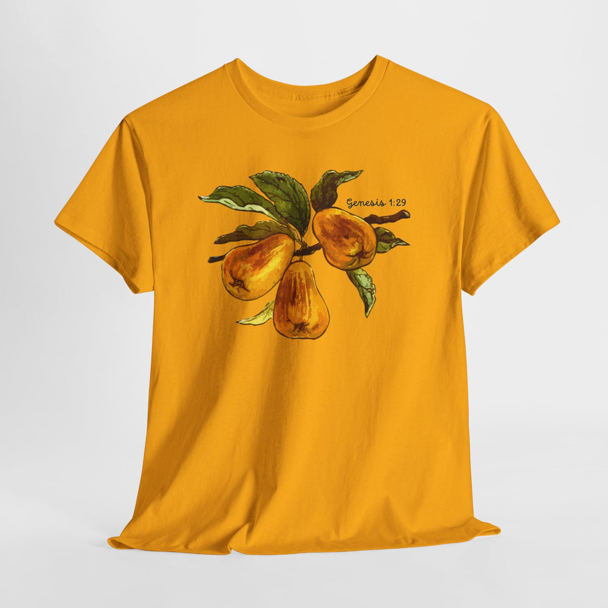 Pear Branch T‑Shirt — Watercolor Yellow Pears Tee Genesis 1:29