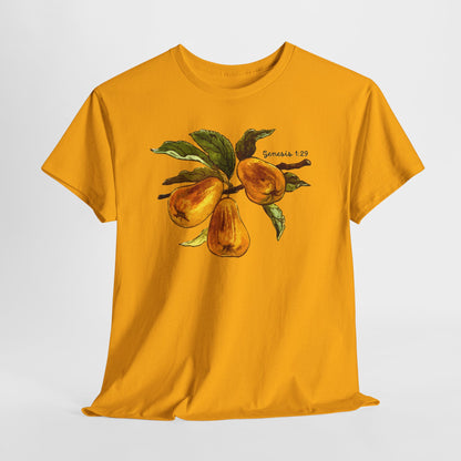 Pear Branch T‑Shirt — Watercolor Yellow Pears Tee Genesis 1:29