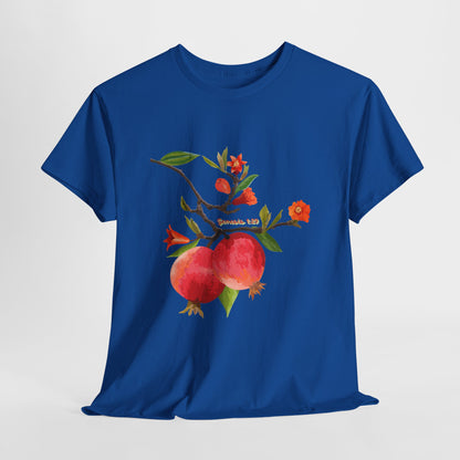 Pomegranate Bloom T-Shirt — Botanical Fruit Watercolor Tee