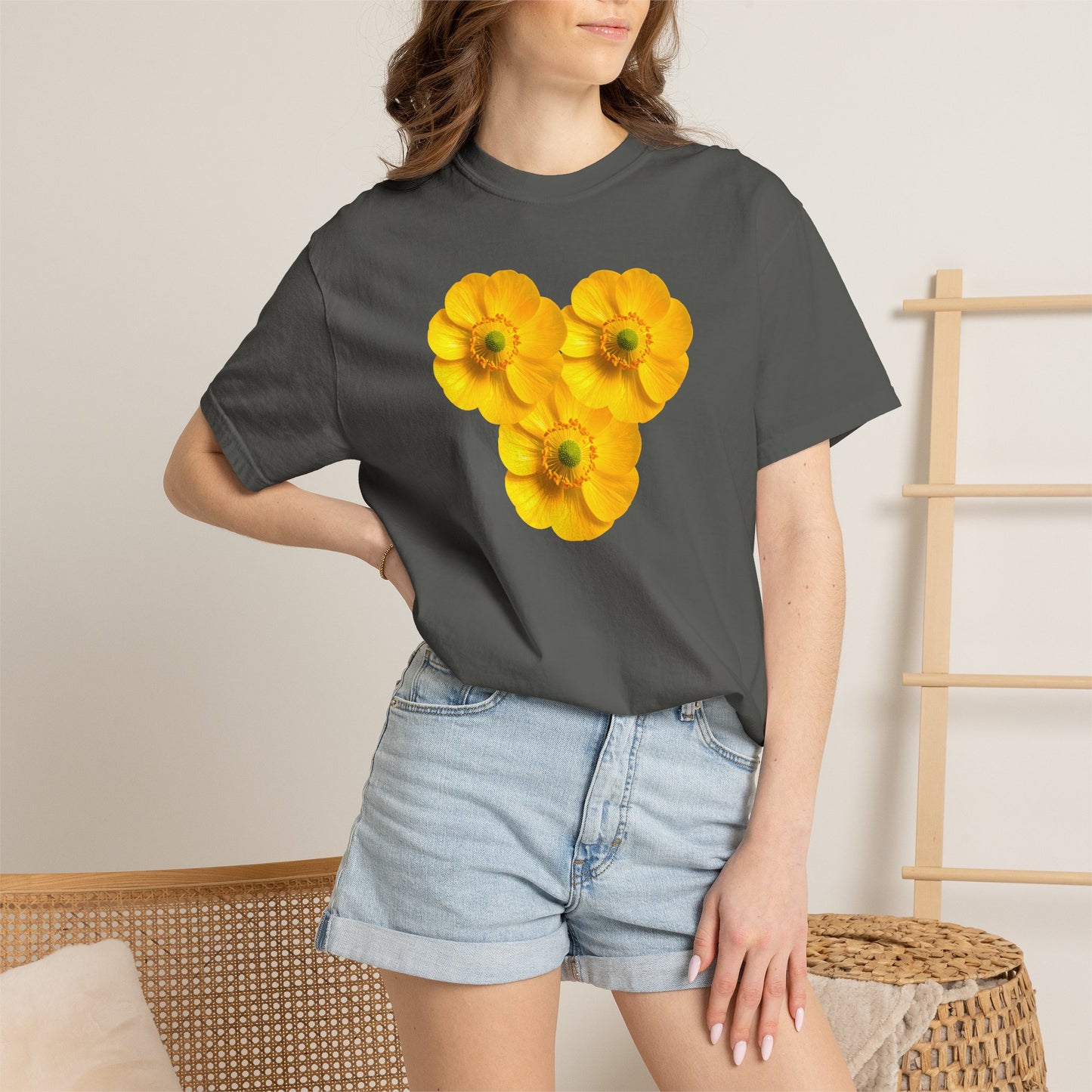 Yellow Floral Heart T-Shirt