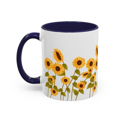 Sunflower Field Accent Tea Mug – Bright Floral 11/15oz Ceramic