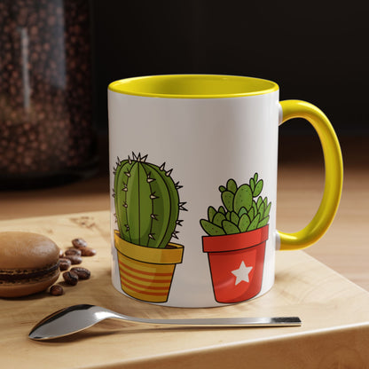 Cactus & Succulent Accent Coffee Mug — Cute Potted Plants 11/15oz