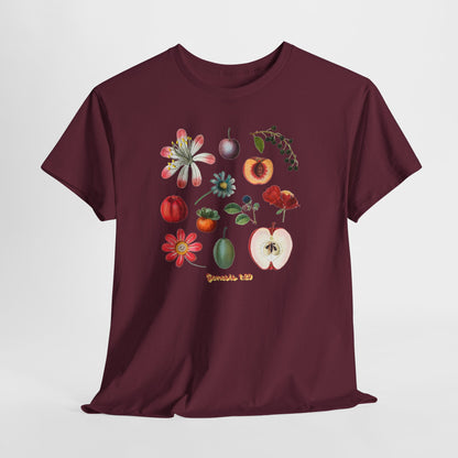 Botanical Fruit Garden T‑Shirt — Floral & Fruit Illustration Tee (Genesis 1:29)