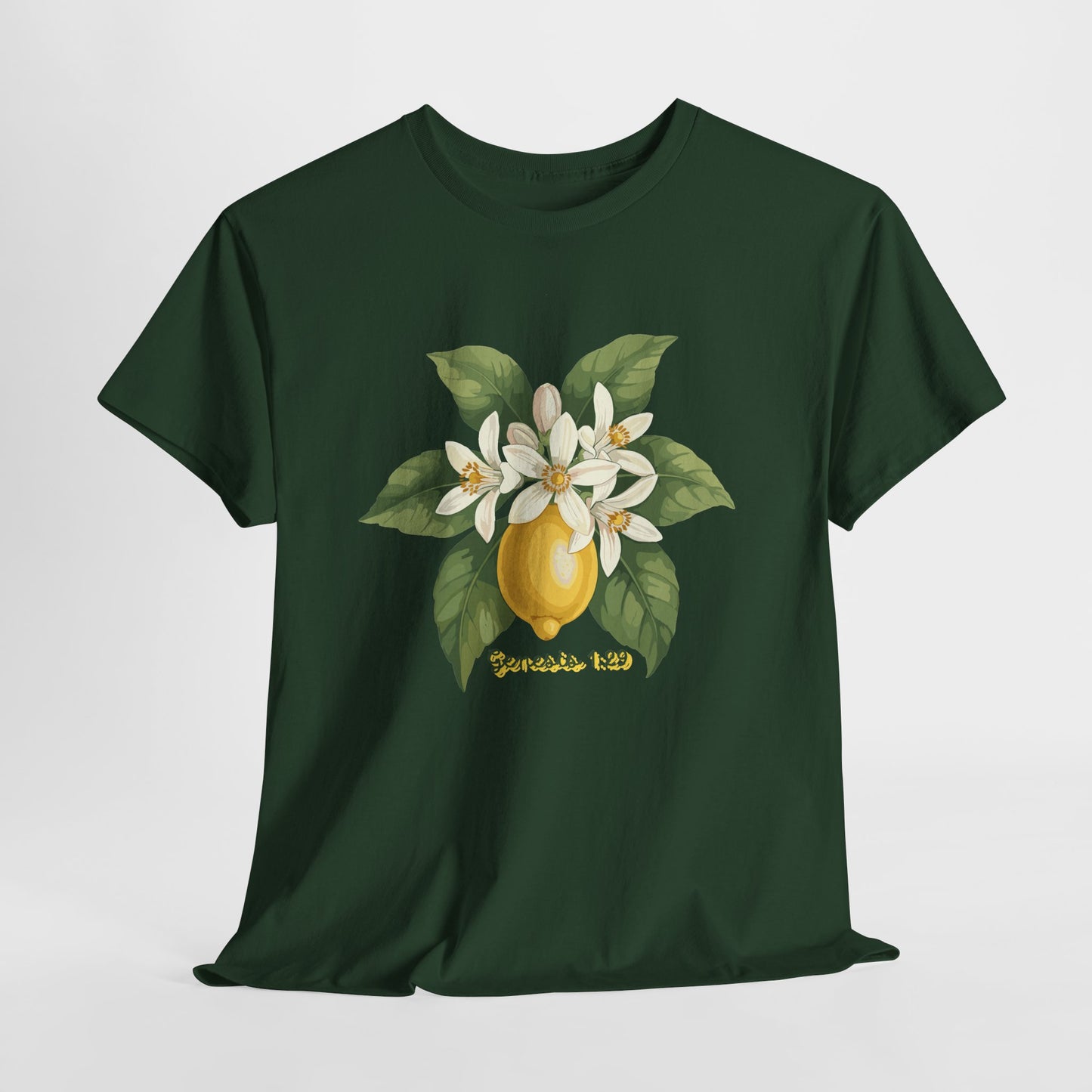 T-Shirt — Lemon Blossom Graphic Tee with 'Genesis 1:29' Scripture