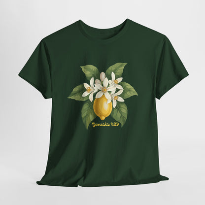 T-Shirt — Lemon Blossom Graphic Tee with 'Genesis 1:29' Scripture
