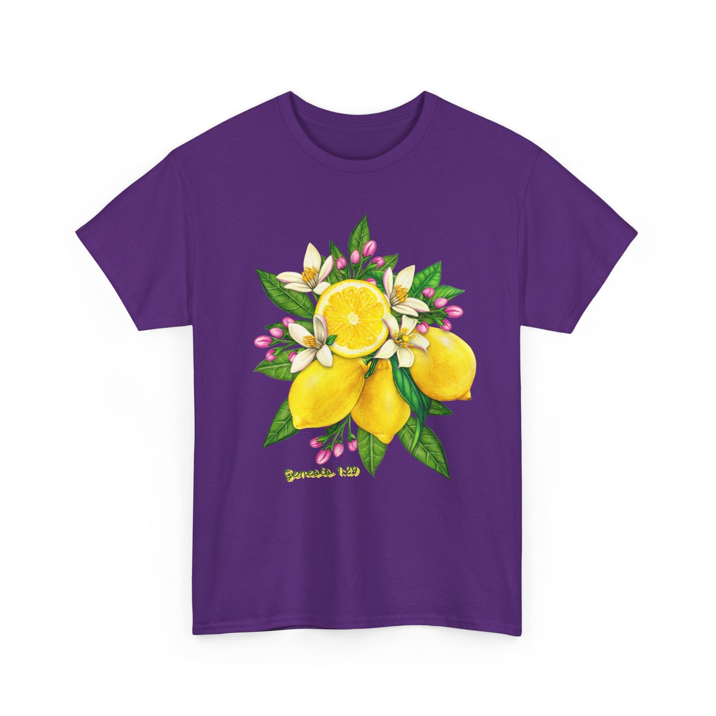 Lemon Blossom Tee — Botanical Citrus Graphic T‑Shirt (Genesis 1:29)