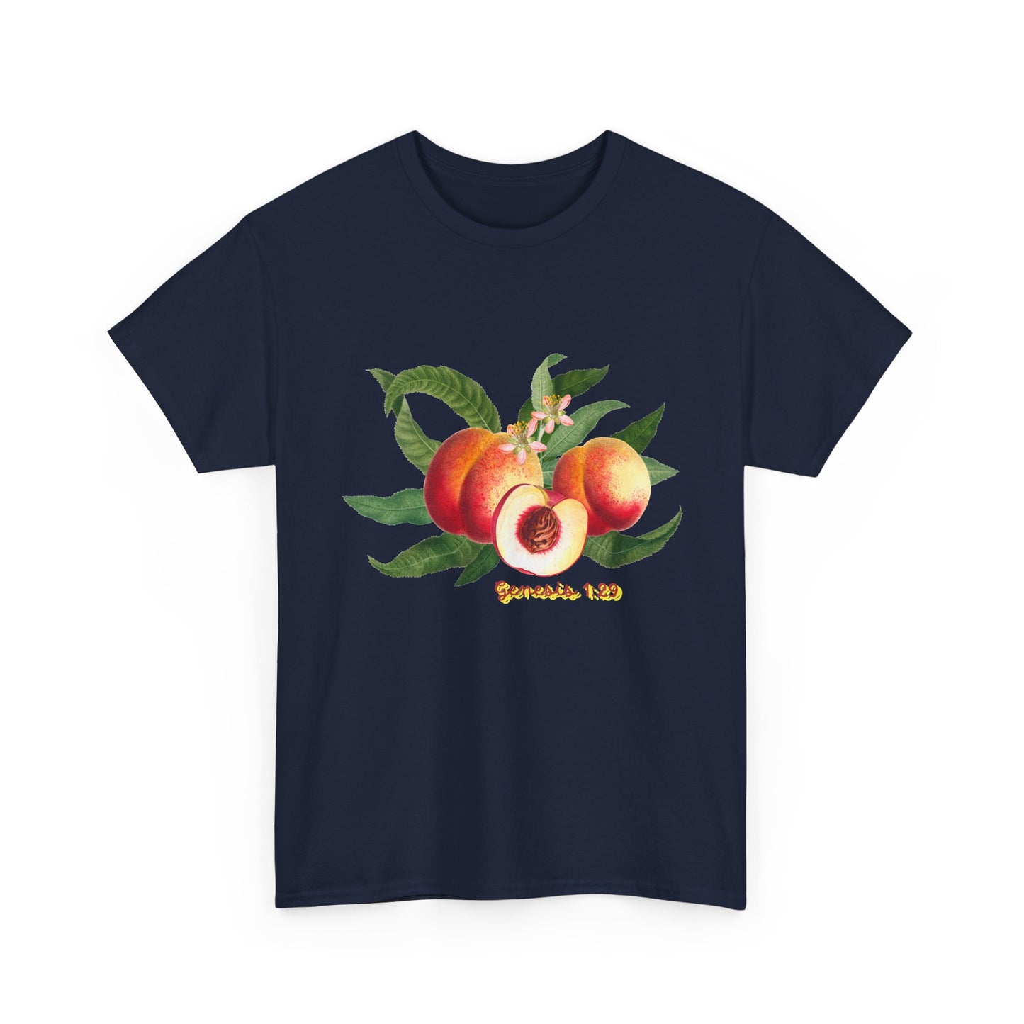 Peach Botanical Tee — Vintage Fruit Illustration T-Shirt ("Genesis 1:29")