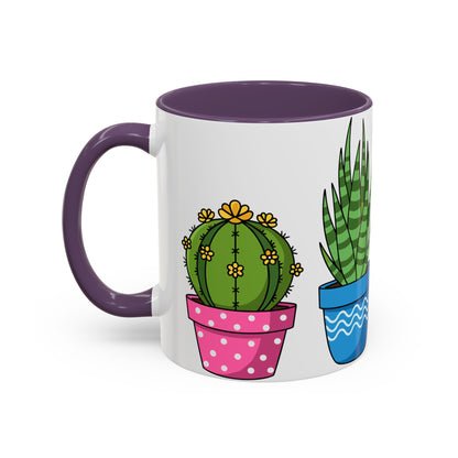 Cactus & Succulent Accent Coffee Mug — Cute Potted Plants 11/15oz