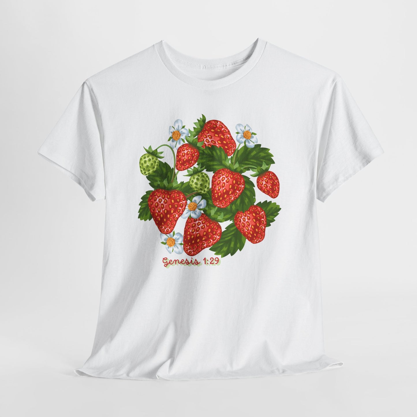 Strawberry Cluster Tee — Vintage Botanical Fruit Graphic (Genesis 1:29)