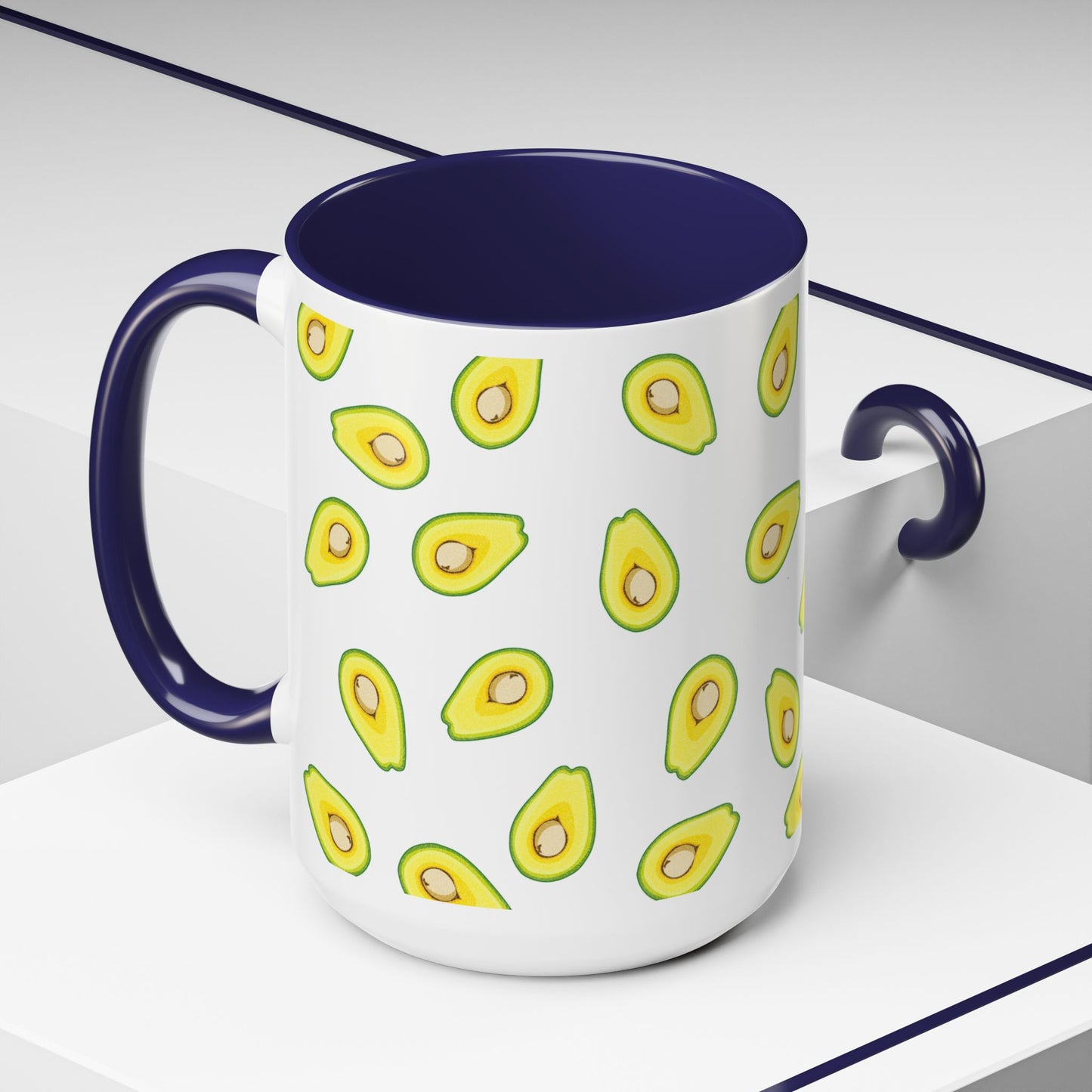 Avocado Pattern Coffee Mug — Cute Avocado Print Accent Mug (11/15oz)