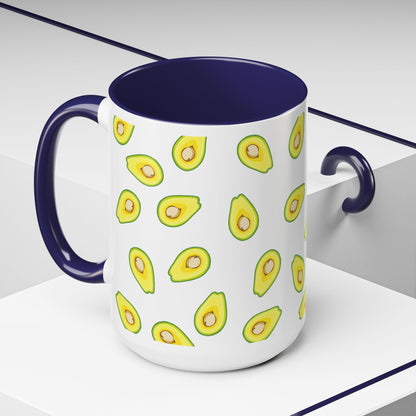 Avocado Pattern Coffee Mug — Cute Avocado Print Accent Mug (11/15oz)