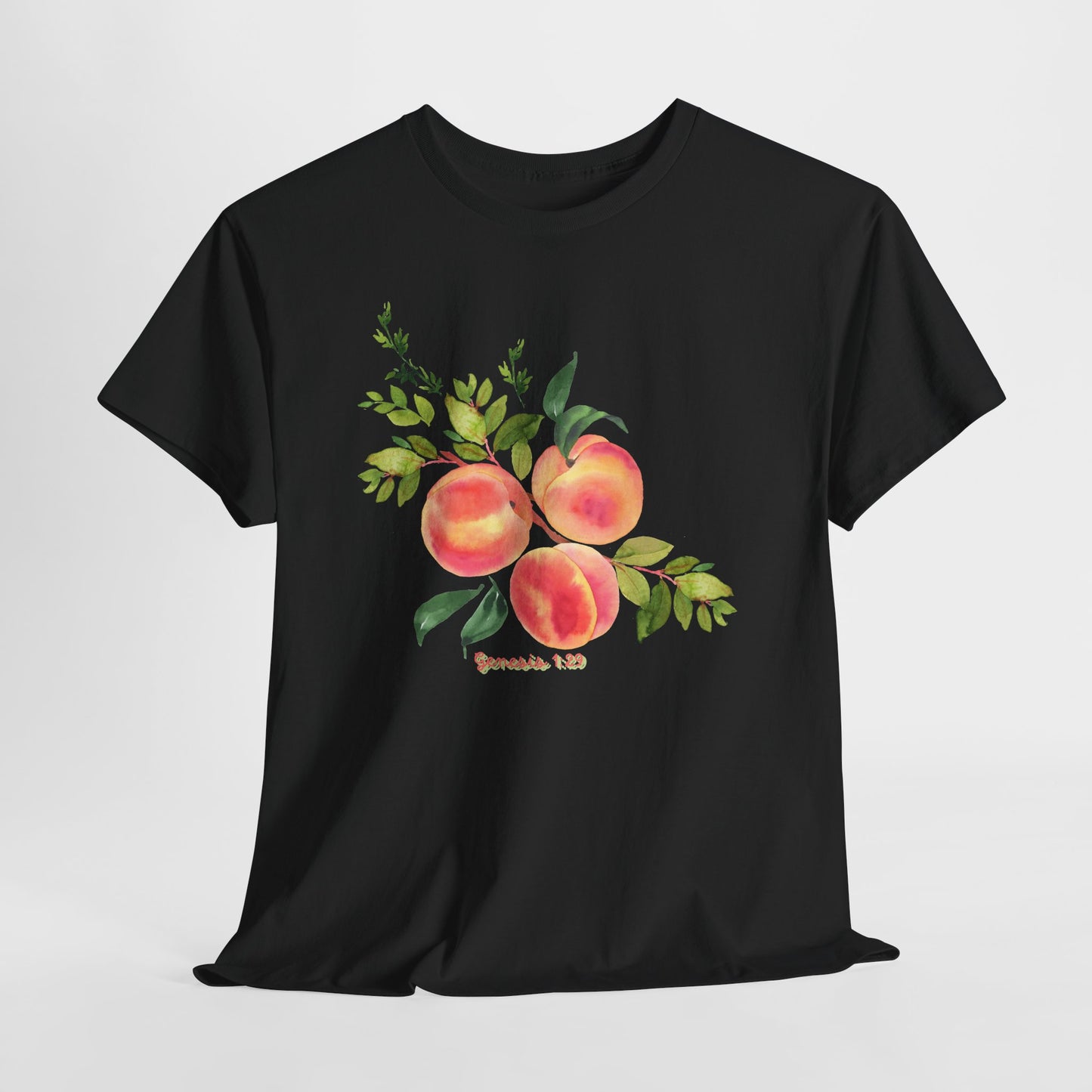 Peach Botanical Tee — Watercolor Fruit Graphic T‑Shirt