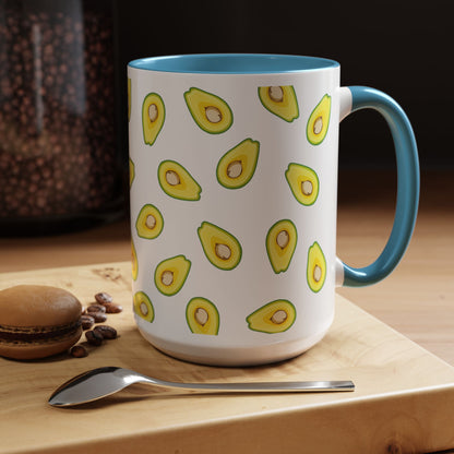 Avocado Pattern Coffee Mug — Cute Avocado Print Accent Mug (11/15oz)