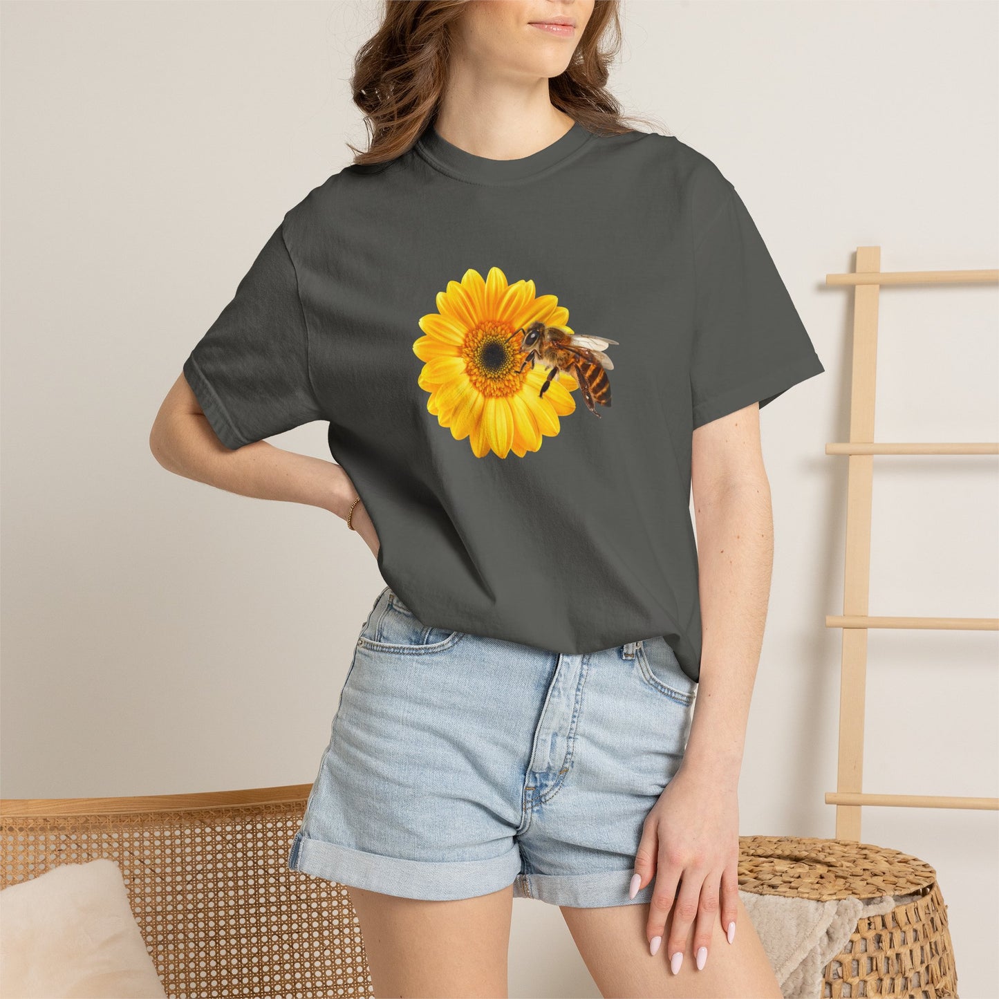 Sunflower & Bee T-Shirt — Floral Nature Graphic Tee